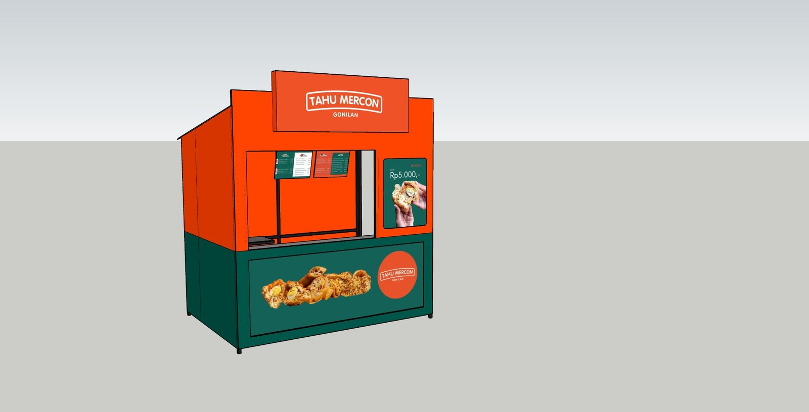 Desain booth Tahu Mercon Gonilan